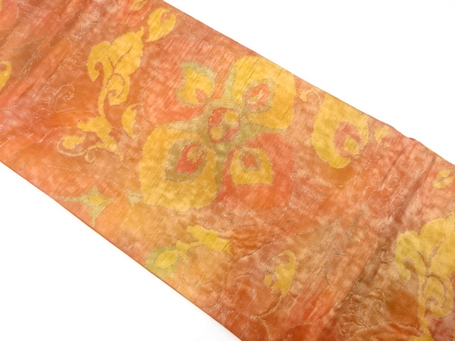 花更紗模様織り出し　名古屋帯